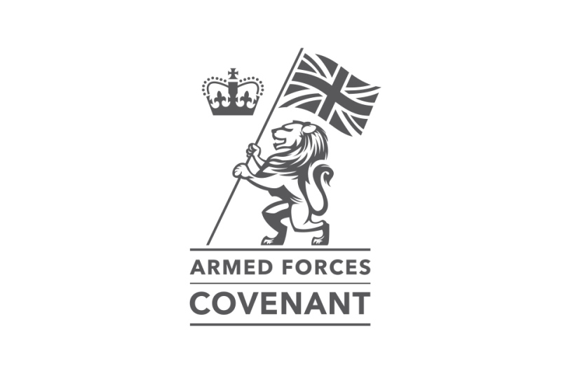 Armed Forces Covenant logo - crown with lion holding a Union Jack