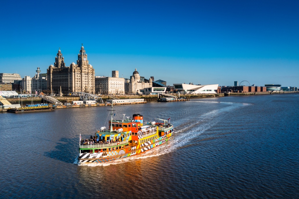 River Explorer Cruise in front over the Liverpool Waterfront