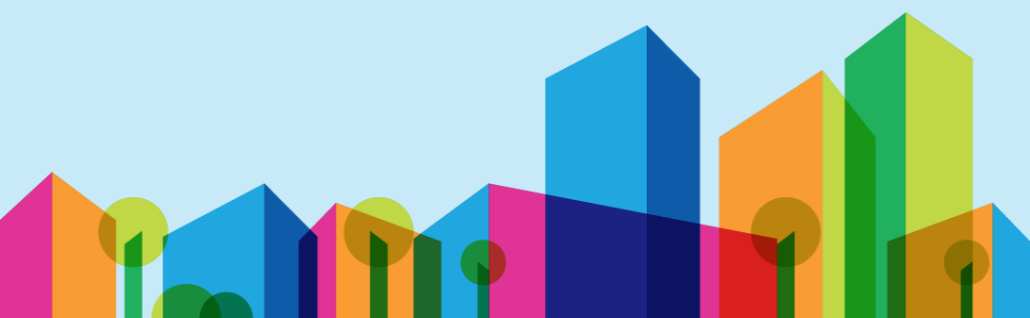 Colourful graphic of buildings