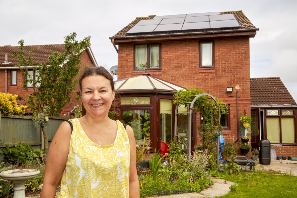Solar Together customer Yvonne from Sefton with the new panels on her roof