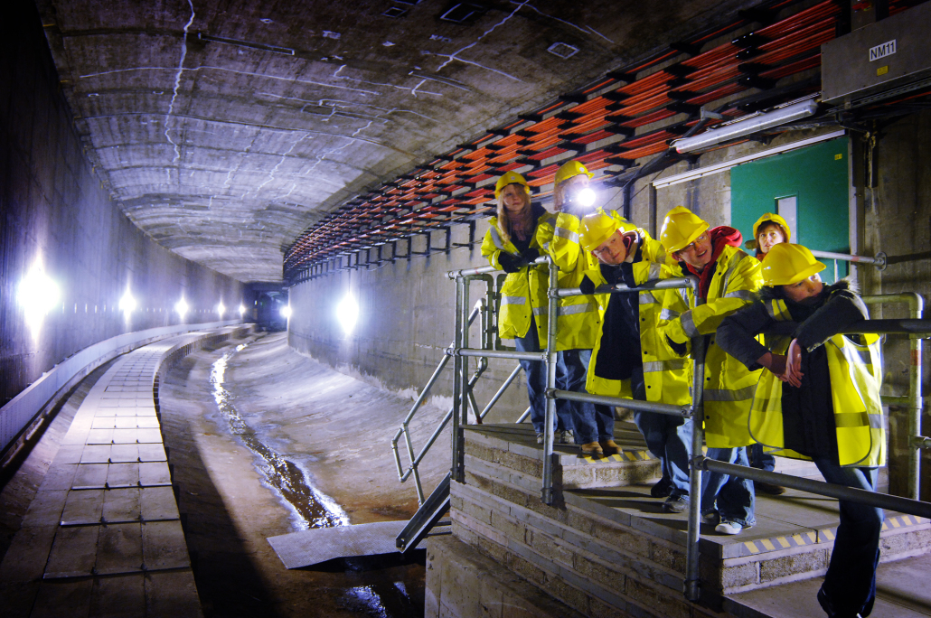 People inside the Mersey Tunnel Tour seeing behind the scenes of the tunnels