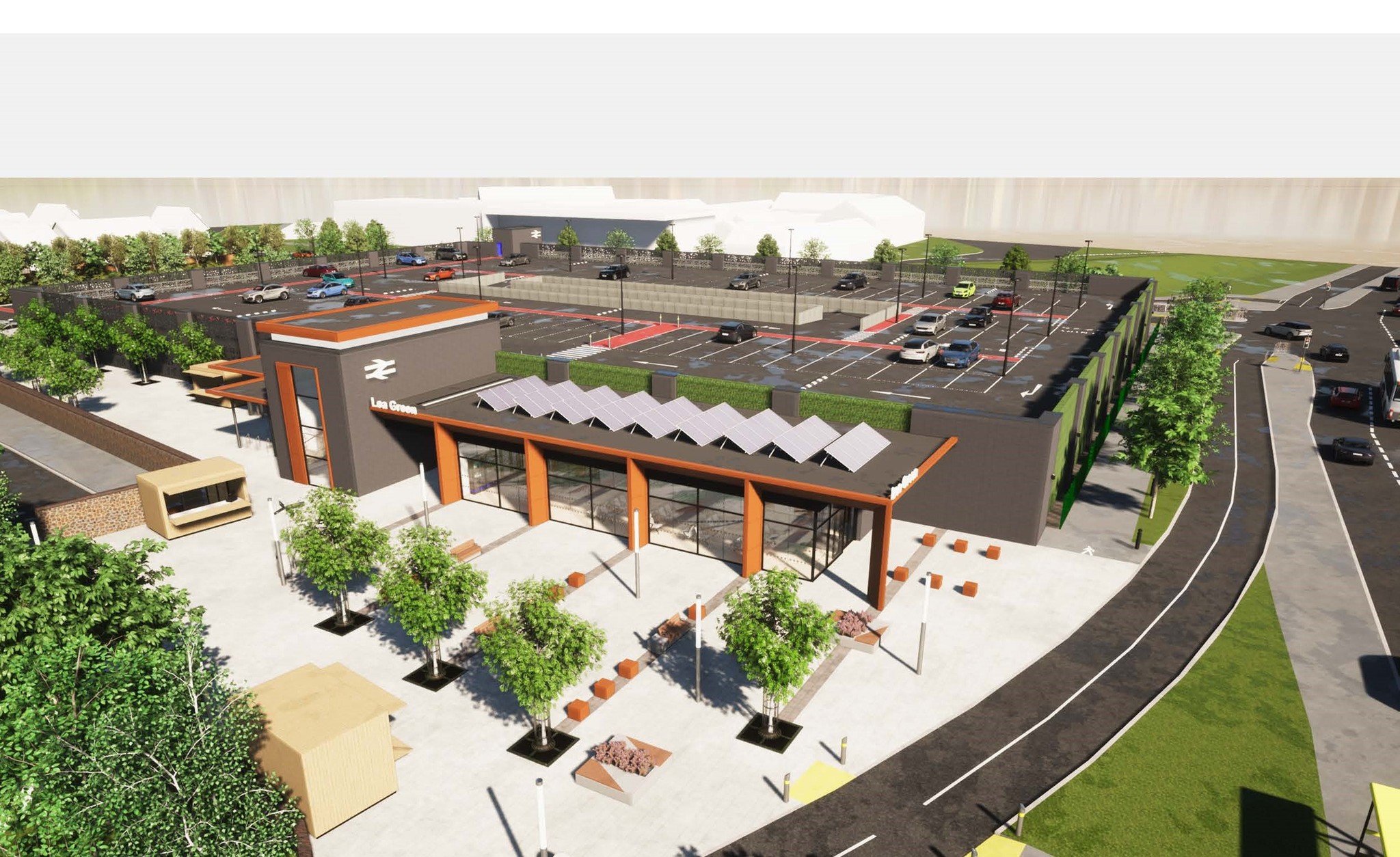 CGI of upgraded Lea Green Railway Station