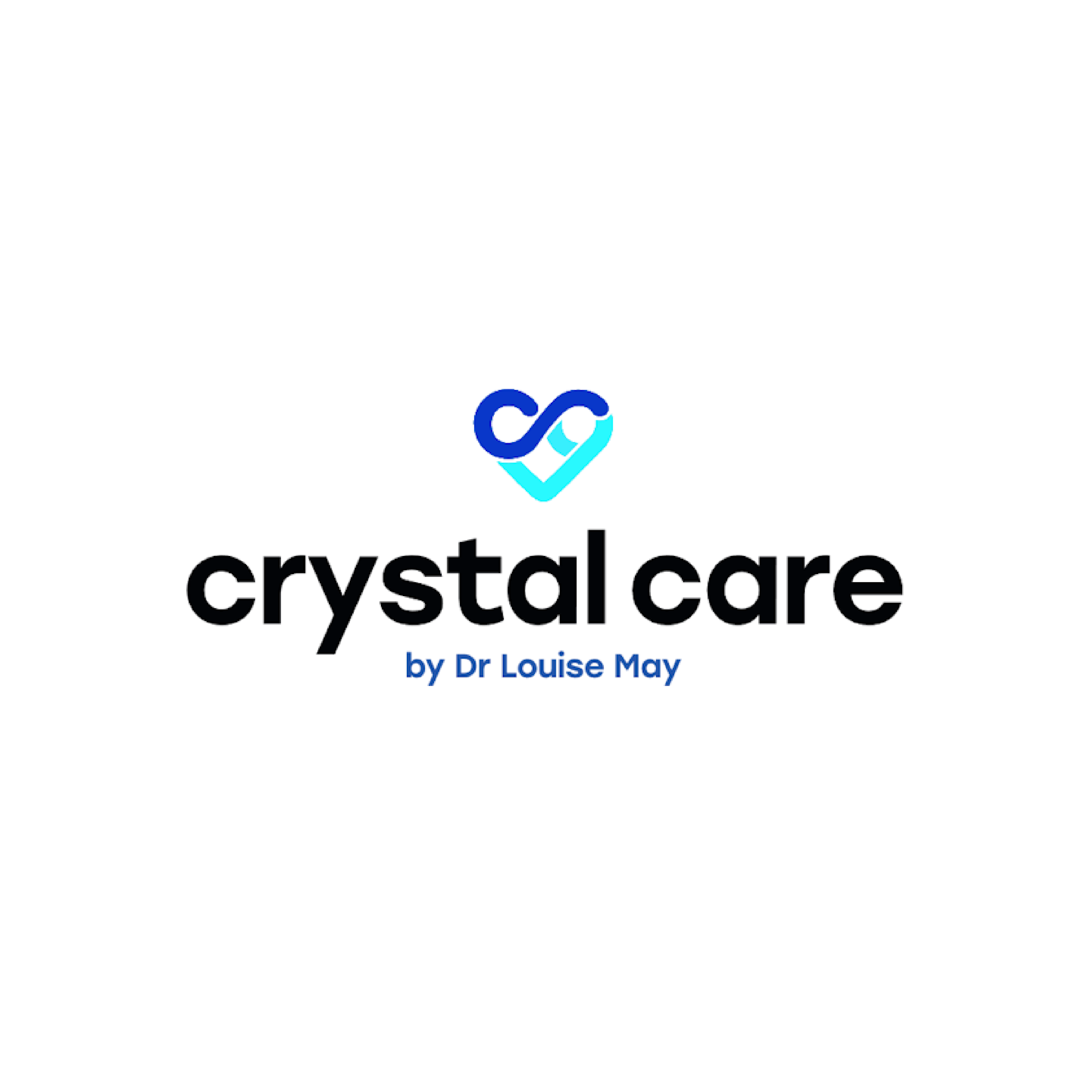Crystal Care heart logo with infinity symbol