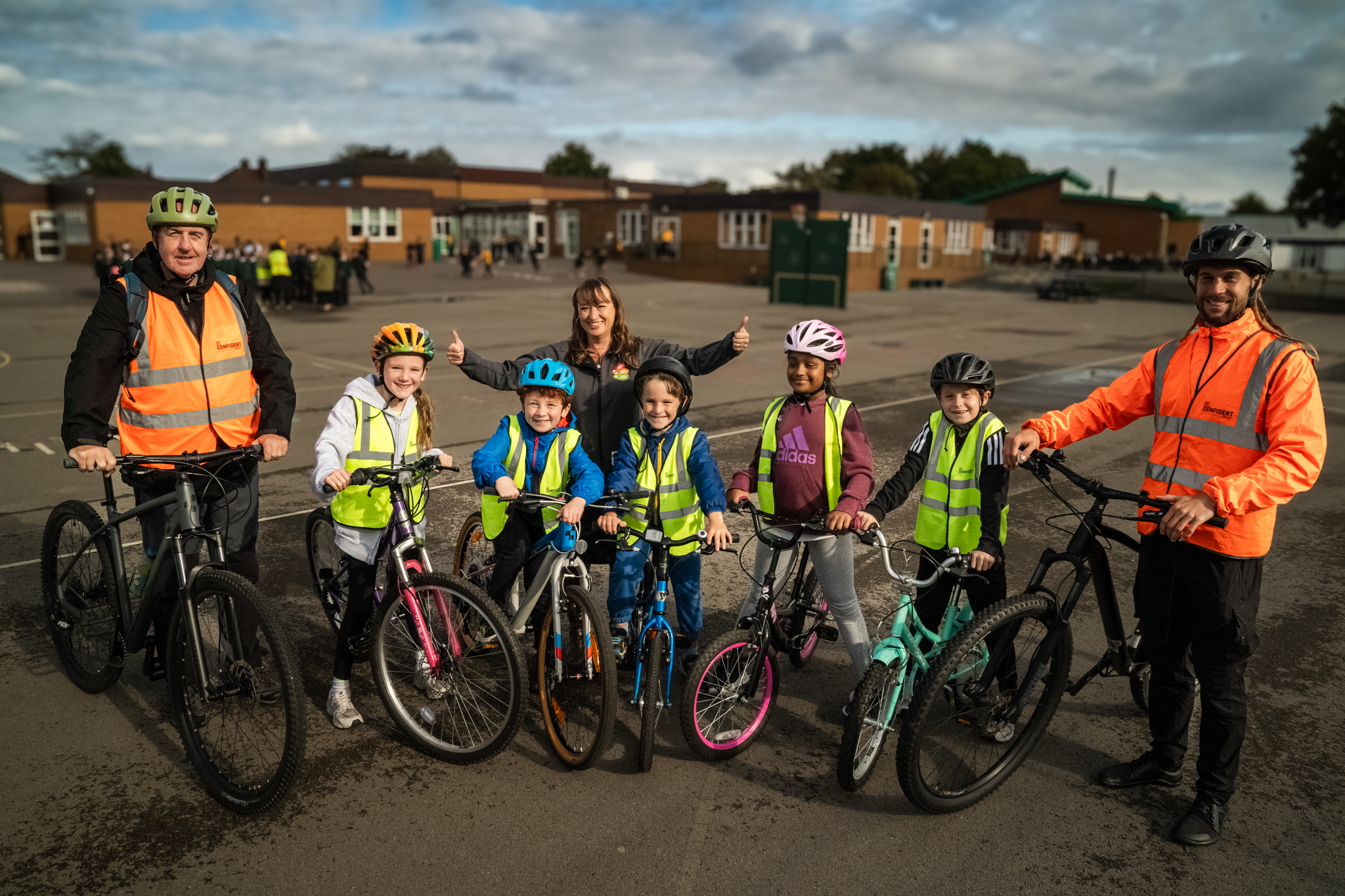 Young people and cycle safety instructors celebrate national Cycle to School Week