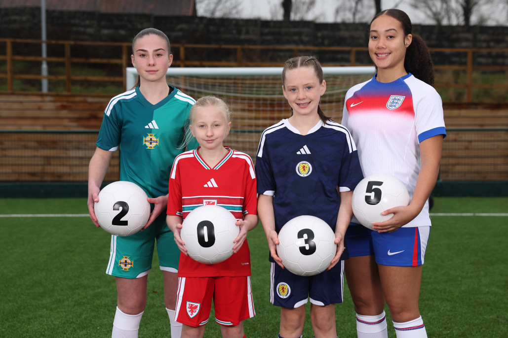 A group of young female footballers