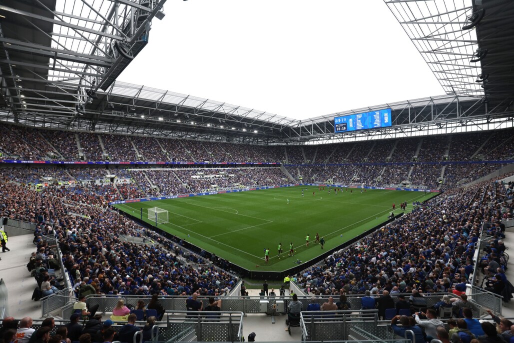 A capacity crowd at Everton's Hill Dickinson Stadium for the friendly fixture against Italian side Serie A