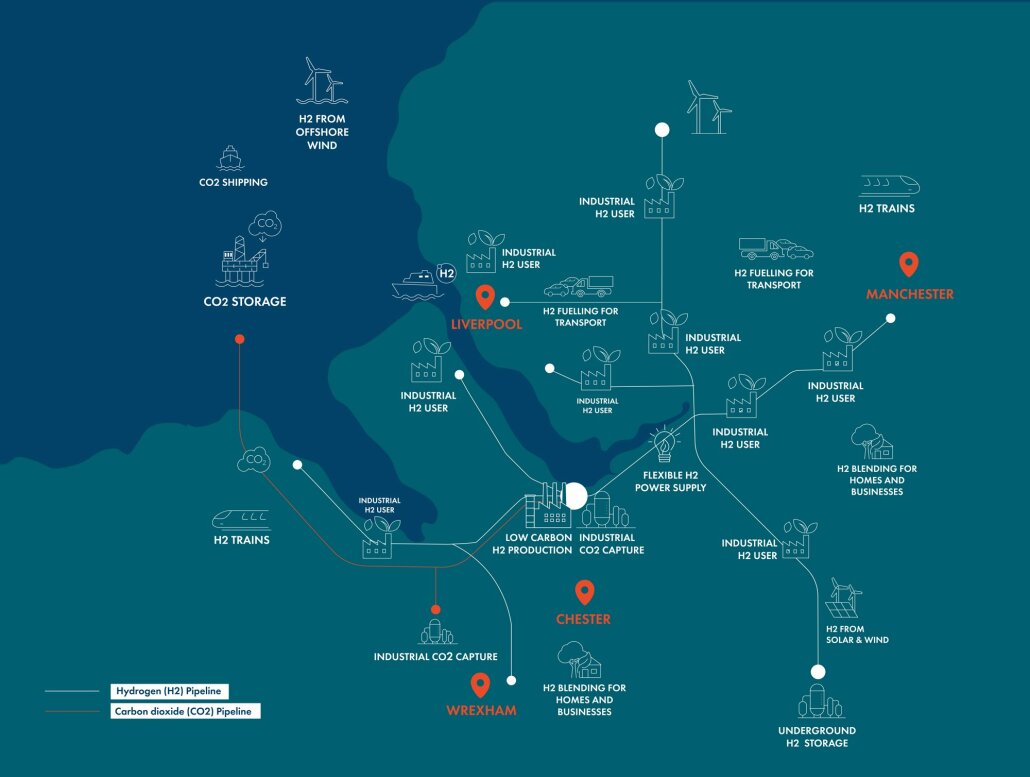 Picture of a map showing how carbon capture could be harnessed across the city region