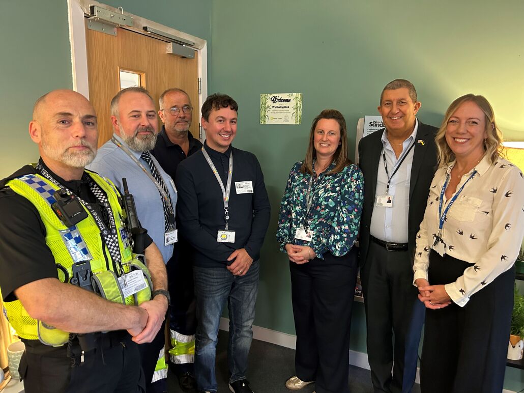 L to R - Lee Watterson (Police Constable - Mersey Tunnels Police), Paul Heaton (Maintenance Delivery Manager, Asset Management - LCRCA), Steve Pope (Fitter, Asset Management - LCRCA), Thomas Collins (24/7 Shift Team Leader, Asset Management - LCRCA), School Person, School Person, Mel Walker (Learning & Disability Nurse and Wellbeing Practitioner - Foxfield School).