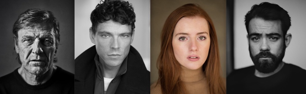 Headshots of the four actors starring in the production