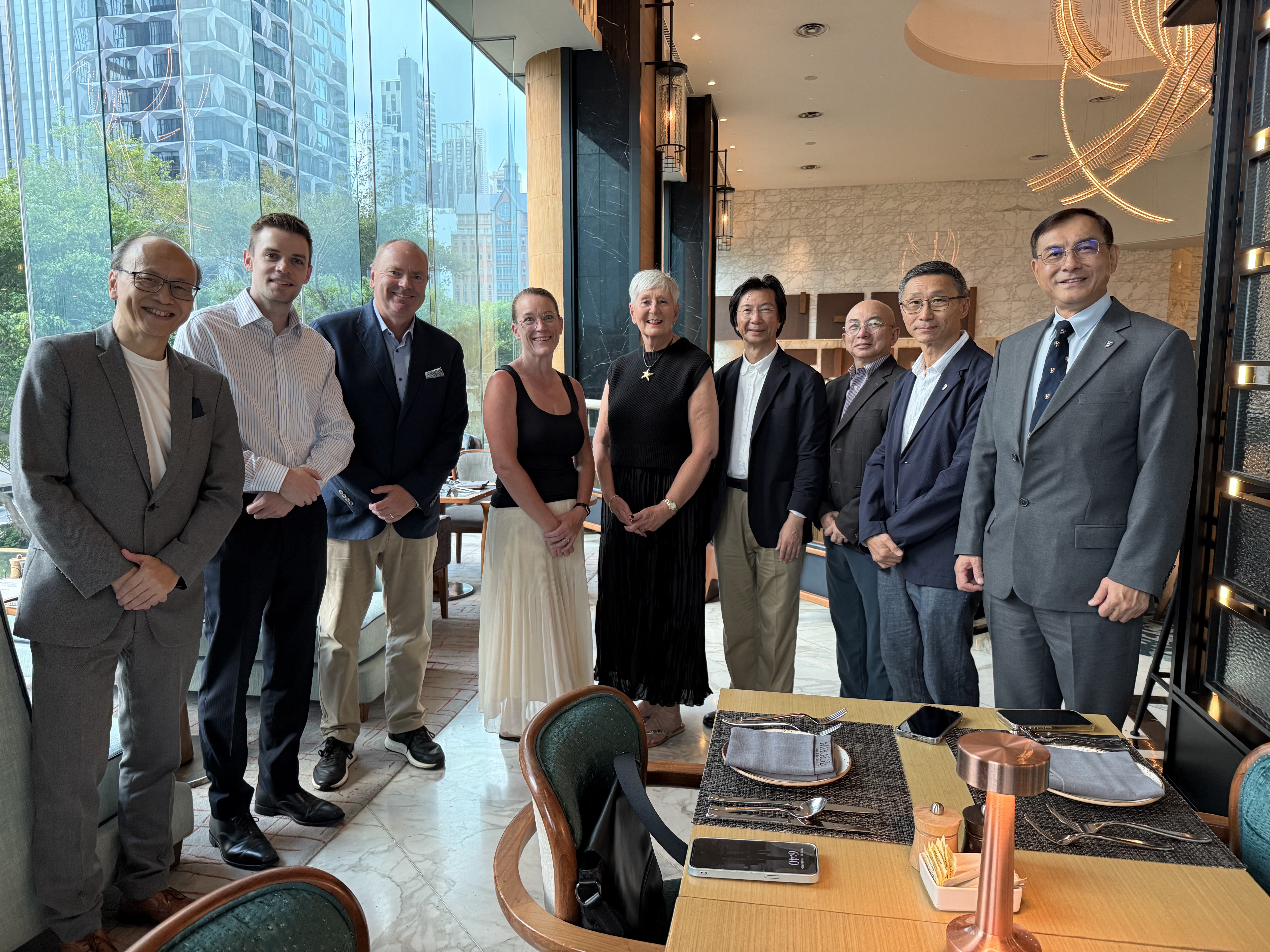Simon Reid, third from left, and Alice Lamb, centre, with members of the University of Liverpool Alumni Association in Hong Kong