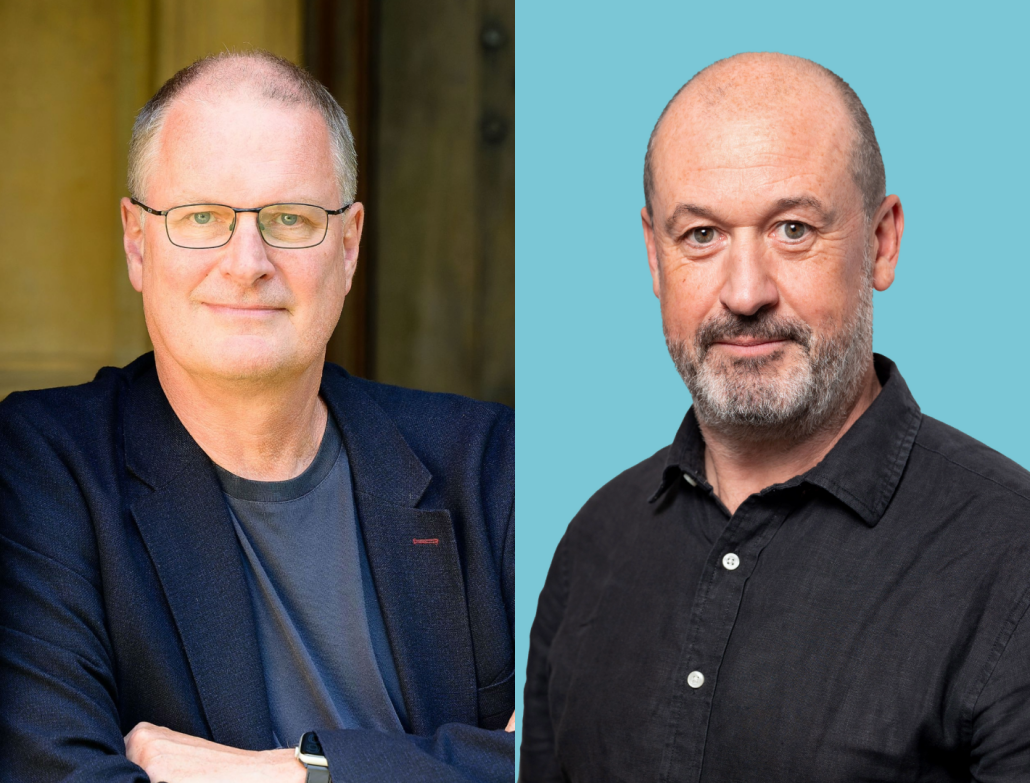 Oxford University Professor Michael Wooldridge, (left) presenter of the televised Royal Institution Christmas Lectures about AI in 2023, and Mike Bracken CBE, (right) founder and former executive director of the UK Government Digital Service (GDS) and the UK’s first Government Chief Data Officer.