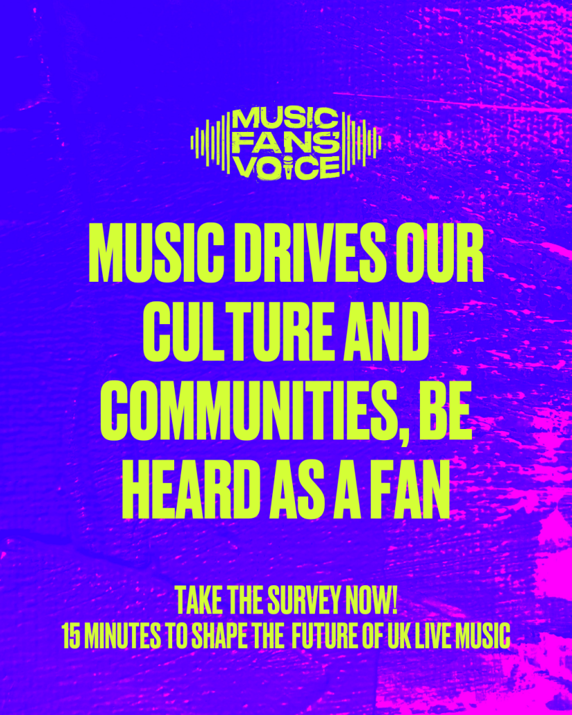 Music survey graphic asking people to be heard as a fan