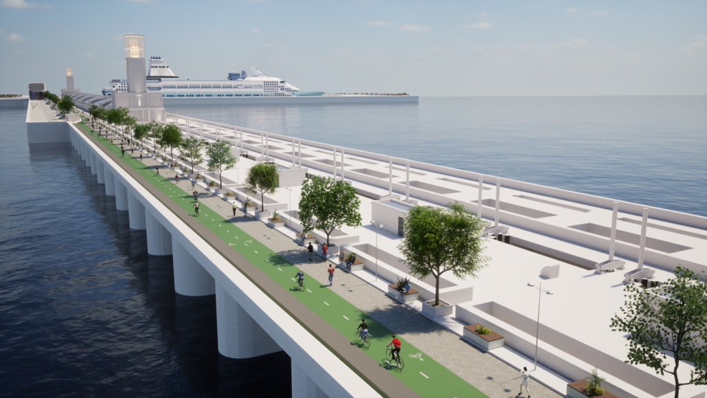CGI image of the Mersey Tidal barrage.