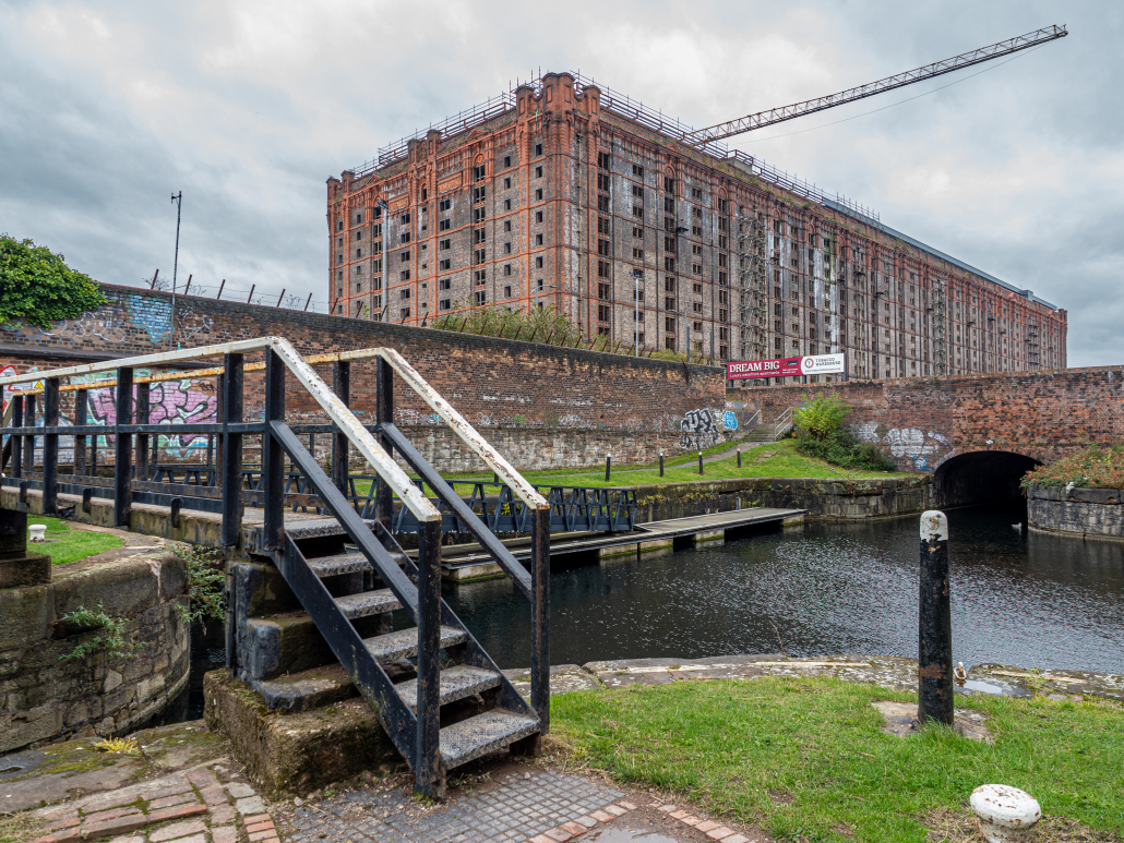 Leeds and Liverpool Canal with Tobacco Warehouse
