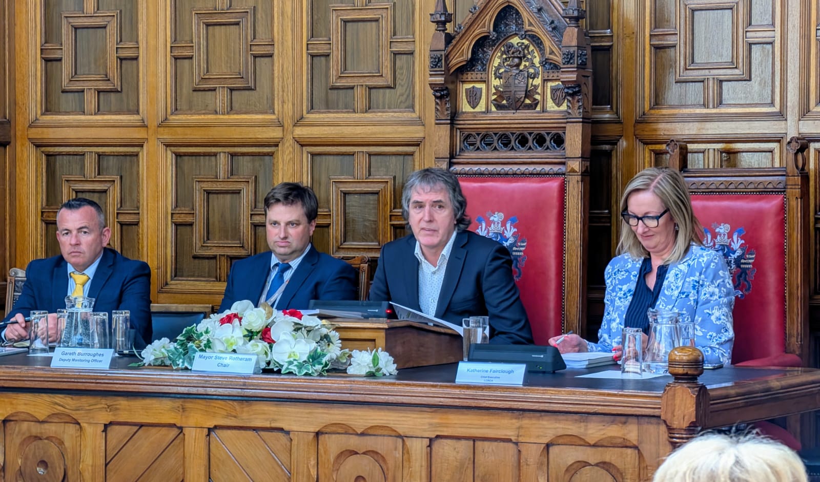 Mayor Steve Rotheram addresses the April 11, 2025, Combined Authority meeting at St Helens Town Hall