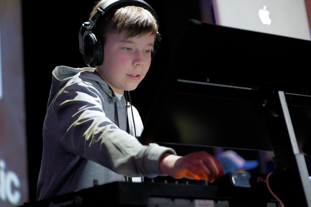 A young musician performs