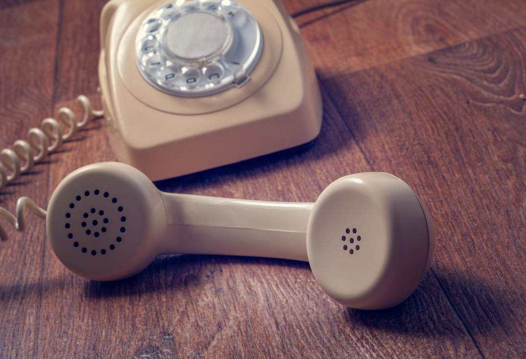 An old-style landline that's off the hook.